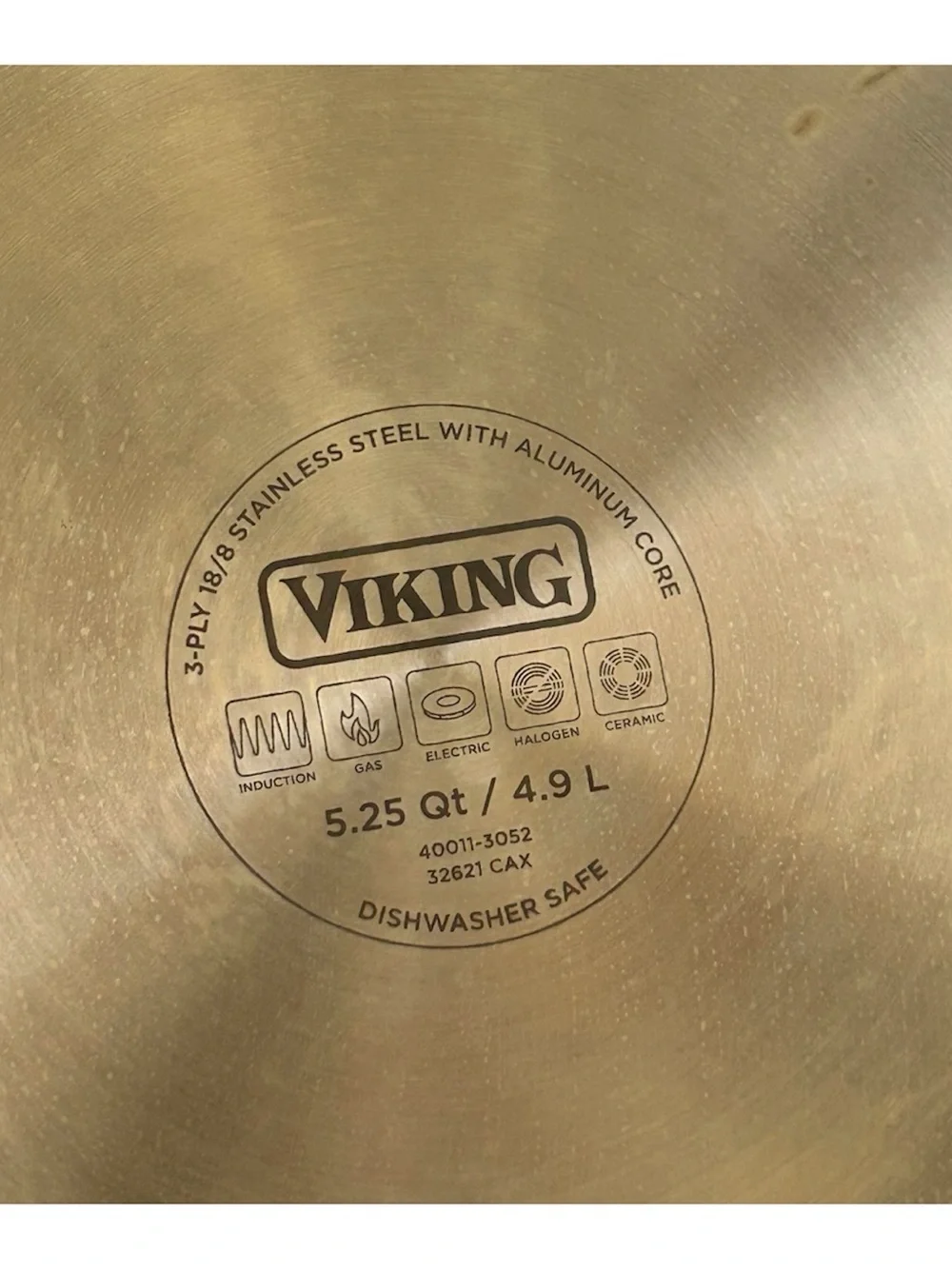 Viking 3-Ply Stainless Steel Frying Pan 5.25 Qt Induction Dishwasher Safe